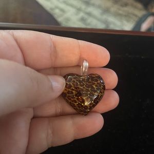 Murano glass leopard heart charm